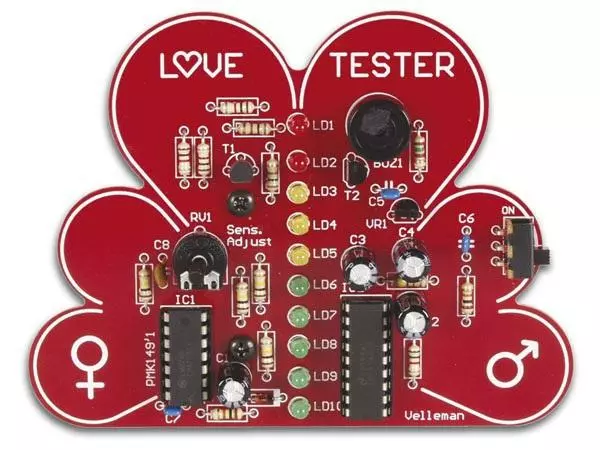 Whadda Bausatz Love Tester mit Ein / Aus Schalter 1 Whadda Bausatz Love Tester mit Ein / Aus Schalter